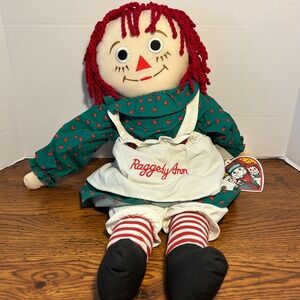 Vintage 1998 Raggedy Ann Snowden & Friends Plush Doll 22" DHC Hasbro Heart Dress